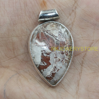 Pendentif Cœur en Agate Crazy Lace Naturelle, Argent Sterling 925, Bijou Fait Main en Pierre Précieuse, Style Bohème, Pierre de Guérison
