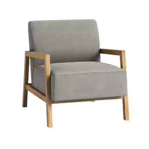 CHAISE D'ACCENT CANAPÉ TISSU GRIS BOIS DE TECK FABRIQUÉ EN INDONÉSIE - Product Image 2