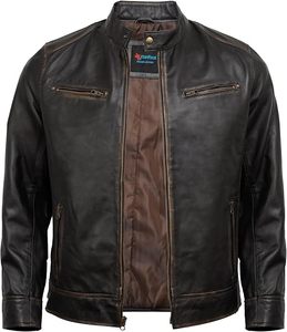 Chaqueta de Motociclista de Cuero Casual Estilo Café Racer para Hombre Ruya, de Piel de Cordero Auténtica, Impermeable, con Forro de Satén - Product Image 2