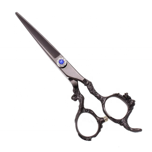 Ciseaux de coiffure professionnels à lame affûtée, manche en plastique, pour droitiers, pour usage barbier, faible MOQ, usage formationnel, vert barbier - Product Image 5