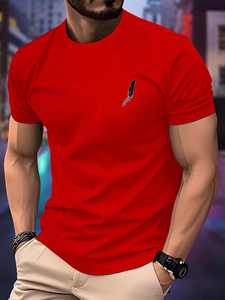 New Quality Men T Shirt Round Neck Running T shirt Men Summer Thin <b>Top</b> <b>Feather</b> print Quick Dry Short Sleeve Breathable - Product Image 5