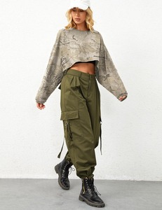 Sweat-shirt court pour femme, doux, confortable, léger, à manches longues, décontracté, streetwear, haut tendance - Product Image 1
