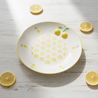Assiette de table en porcelaine fine de qualité supérieure 3460986B-25 NOUVELLE, motif citron jaune et spirale
