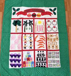 Stylish Multipattern Embroidered <b>Handmade</b> Hawaiian <b>Quilts</b> With Different Instrument, Object Etc Work Hawaiian <b>Quilts</b> For Decor - Product Image 1