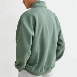 Sudadera con media cremallera para hombre – Sudadera oversize de algodón polar estilo urbano, peso pesado, corte relajado, con cremallera de cuarto y bolsillo canguro - Product Image 6