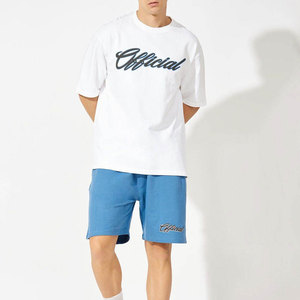 Econex Sports Men's Casual Summer Two-Piece <b>Set</b> Color Blocking Shorts Shirt Cotton Blend <b>Knitted</b> Fabric 320g Seamless Quick Dry - Product Image 1
