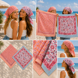 Best Summer Bohemian <b>Style</b> Skin Friendly Cotton Bandana Unisex Accessories For Beach Travel <b>Head</b> & Neckerchiefs - Product Image 3