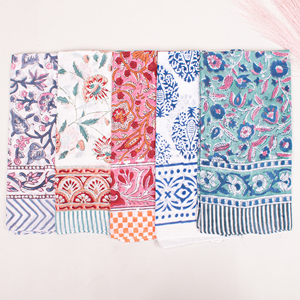 Cotton Square Floral Scarf Handmade Block Printed Fashion Multifunctional Casual Wear Summer Handkerchief Bandana Skin-Friendly - Product Image 2