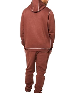 Unisex Eco-Friendly 100% Cotton Contrast Stitch Hoodie <b>Jogger</b> <b>Set</b> Pullover Sweatshirt <b>Matching</b> Track Pants Casual Streetwear - Product Image 2