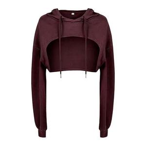 Sweat-shirt à capuche court en coton pour femme, haut à capuche vierge, personnalisable avec logo, fournisseur de vêtements OEM ODM, vente en gros, prix abordable, lavable, grandes tailles - Product Image 1