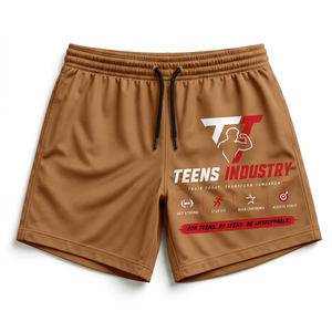 Pantalones Cortos Deportivos para Hombre, Edición 2026, Color Marrón, Secado Rápido, Cintura Elástica con Cordón, Logotipo Estampado en la Parte Delantera - Product Image 4