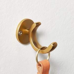 Antique Brass Coat Hook <b>Wall</b> <b>Mounted</b> Modern Style Heavy Duty Decorative Aluminium Flower Pattern Portable Handmade Double Hooks - Product Image 1
