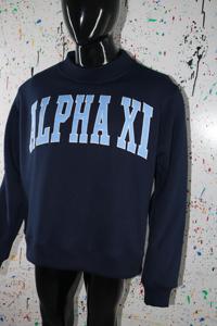 Sweat-shirt à col montant ALPHA XI BLEU 100% BLEU CIEL avec broderie appliquée, col large, URBAN PRODUCTIONS - Product Image 3