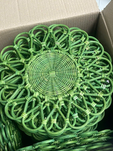 จานหวายสานมือทรงกลมสำหรับเทศกาลเก็บเกี่ยว  ทำจากเส้นใยธรรมชาติ  กันลื่น  แบบดั้งเดิม  สำหรับเสิร์ฟขนม - Product Image 3