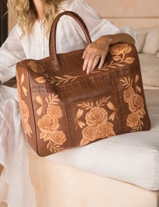 Best Seller 2024 Real Handmade Stylish Leather Duffel Bag Western Tooled Leather Overnight Travel Bags for Women Gift for Her - Product Image 3