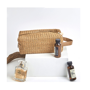 Leather Toiletry Bag Cosmetic <b>Case</b> Small Zipper Closure Portable <b>Makeup</b> Bag Simple Style Beige Color Toiletry Bag Travel - Product Image 3