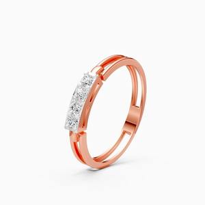 Stylish 0.15 Ct Lab Grown Diamond <b>Split</b> Shank <b>Ring</b> In 9K Yellow White And Rose Gold - Product Image 1