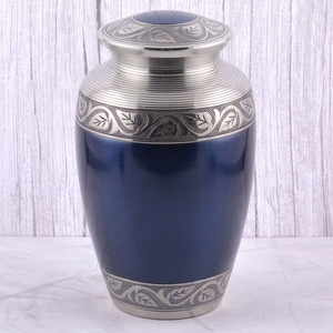 Urna Funeraria de Latón con Patrón de Hojas Rosadas y Plateadas, Acabado Brillante, para Cenizas Humanas, Urna Conmemorativa - Product Image 6