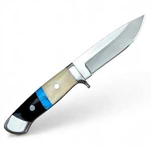 Couteau utilitaire à lame fixe artisanal, manche personnalisé en os composite et résine turquoise, couteau de découpe en acier inoxydable - Product Image 6