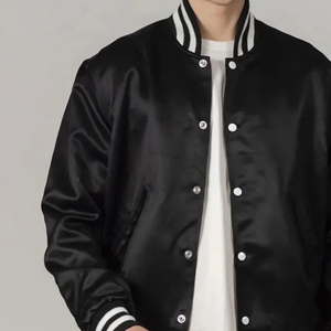 Chaqueta Bomber de Satén para Hombre, Estilo Moderno, con Logotipo Personalizado en la Parte Delantera, Transpirable, Estilo Urbano - Product Image 3
