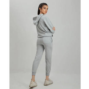 Custom Women’s Gray Tracksuit <b>Set</b> Zip Hoodie <b>Jogger</b> Pants <b>Matching</b> Casual Sportswear Two Piece Athletic Outfit - Product Image 2