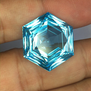 Topacio azul natural, corte hexagonal elegante, calidad AAA con brillo AAA, perfecto para pulir, a precio económico. - Product Image 2