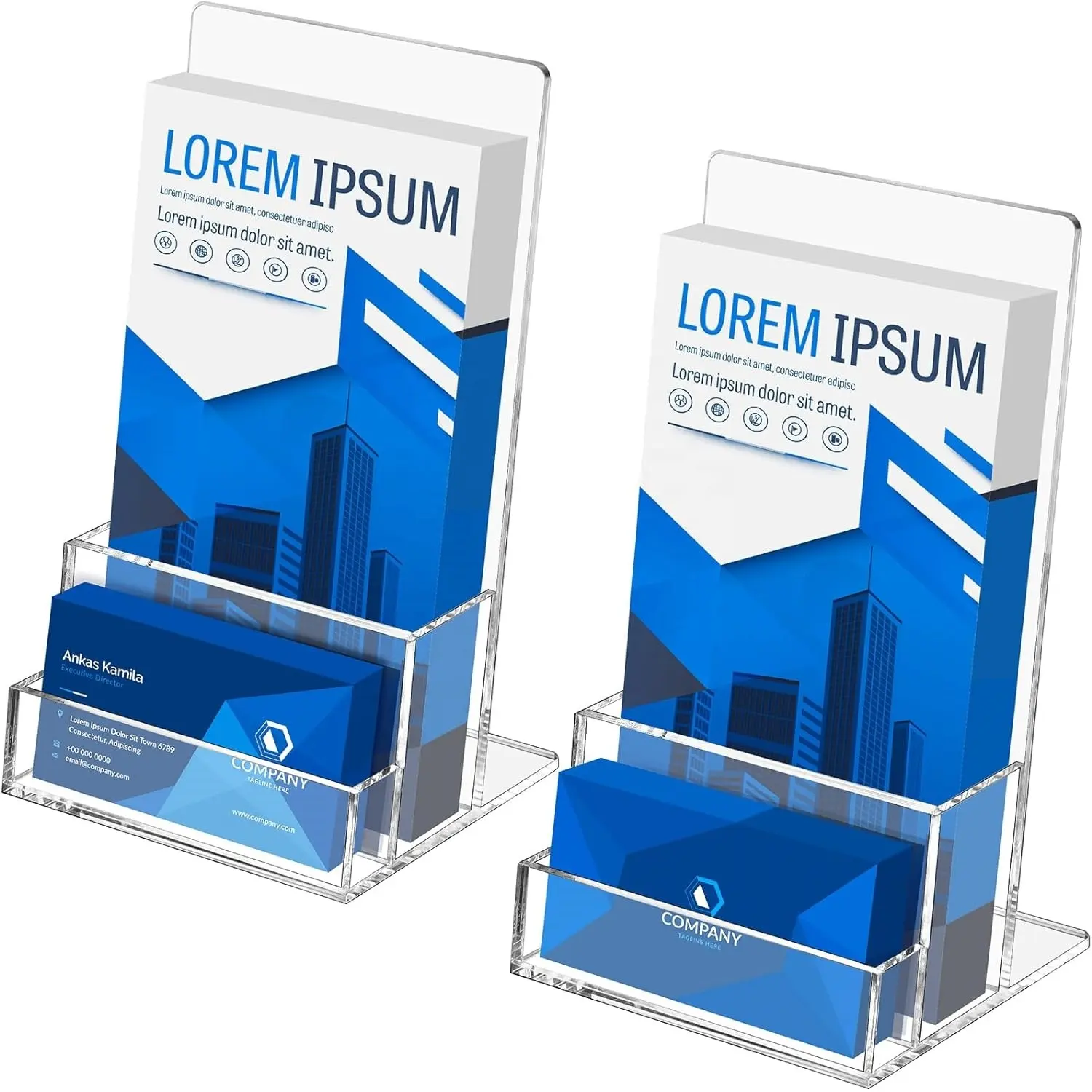 Acrylic Brochure Holder With Business Card Holder Clear Display Stand For Magazine Pamphlet Booklets Menu Journals Business Card