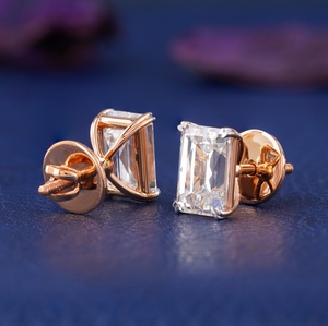 ต่างหูเพชรทรงเหลี่ยมสีชมพู 4.07 กะรัต ทองคำโรสโกลด์ 14K เพชรเลี้ยงในห้องปฏิบัติการ ความใส VVS1 มีตัวเลือกทองคำขาวและทองคำเหลือง 18K - Product Image 2