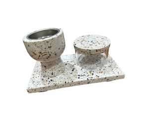 Ensemble de brûleurs d'encens en terrazzo au design fabuleux avec insert métallique et pot de rangement, utilisation aromatique toute saison - Product Image 4