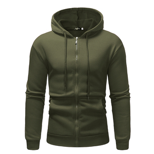 Sweat-shirts à capuche zippés en polaire solide pour hommes, 100% coton, respirants, chauds, doublés, décontractés, à porter au quotidien SELF INDUSTRIES - Product Image 6