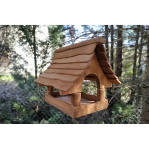 Mangeoire à oiseaux suspendue en bois de manguier, vente en gros |   Mangeoire de jardin en bois naturel - Product Image 3