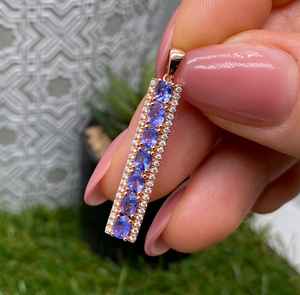 Colgante de Tanzanita Natural en Plata de Ley 925 con Baño de Oro Rosa de 14k, Joyería Fina Hecha a Mano, Certificación IGI, Diciembre - Product Image 1