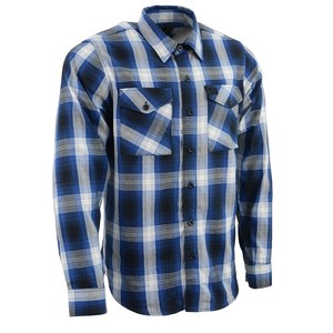 Chemise de travail à carreaux bleus et blancs pour hommes, avec double poche à rabat, manches longues, style utilitaire extérieur, boutonnée sur le devant, vêtement décontracté - Product Image 2
