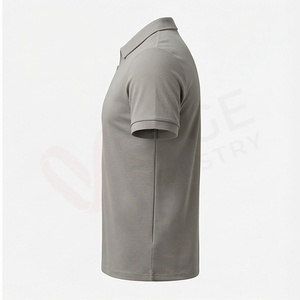 Polo à manches courtes gris pour homme, fermeture éclair, décontracté, tricoté, design uni, coupe classique - Product Image 3