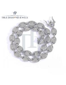 Cadena de Eslabones Ovalados Estilo Hip Hop con Diamantes en Plata 925 o Oro Sólido de 10K/14K, Cadena para Hombre, Joyería de Moda - Product Image 1