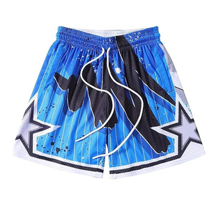 Pantalones Cortos Deportivos de Verano para Hombre, para Correr, Fútbol, Gimnasio, Tenis, Baloncesto, 100% Poliéster, Malla con Estampado Floral, Cierre con Cordón - Product Image 1