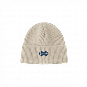 Gorro de Invierno Unisex DROGEN EXPORT, Color Beige, 100% Acrílico, Tejido por Computadora, Logotipo Personalizado, Venta al por Mayor, Ligero, Liso, Dobby - Product Image 1