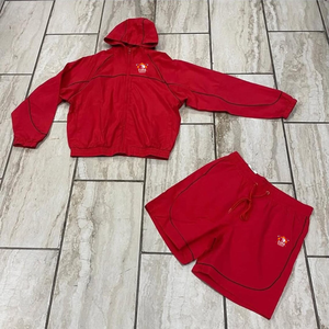 Custom Nylon Windbreaker Jacket and Shorts <b>Set</b> for Men OEM Lightweight Nylon Windbreaker Short <b>Set</b> with Custom Logo - Product Image 2