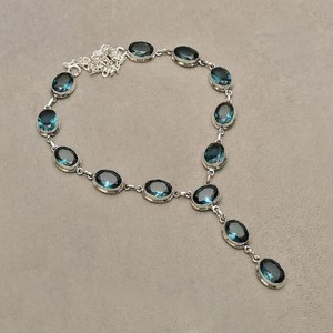 Pendentif Breloque en Indicolite, Argent Sterling 925, Or, Vintage, Fait Main, Bijou Naturel, Cadeau pour Elle, Mariage, Inde - Product Image 3