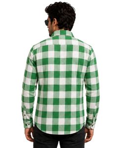เสื้อเชิ้ตผ้าสักหลาดลายสก็อตสีเขียวขาว แขนยาว ติดกระดุม ผ้าฝ้ายลำลอง มีกระเป๋า เสื้อคลุมสไตล์สตรีทแวร์ - Product Image 2