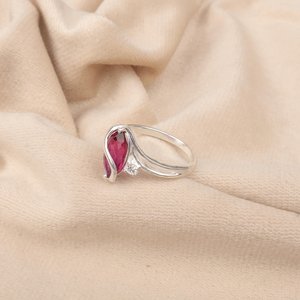 Pink Rubellite Gemstone <b>Ring</b> 925 Sterling Silver Vintage Statement Jewelry Natural Tourmaline for Women Elegant Gift Rhodium - Product Image 5