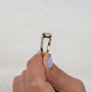 Elegant Marquise Cut Diamond Engagement <b>Ring</b> in Solid Yellow Gold VintageInspired <b>Dainty</b> Bridal <b>Ring</b> with Slim Band Promise <b>Ring</b> - Product Image 3