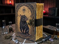 Carnet Grimoire Gothique en Cuir de Rat, Livre de Sortilèges de Sorcellerie, Livre des Ombres, Cadeau Fait Main avec Pages à Bords Frangés Vides