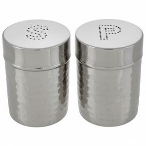 Modern Stainless Steel Salt And Pepper Shakers Hammered Design Seasoning <b>Jars</b> Resistant Kitchen Restaurant Home Use - Product Image 1