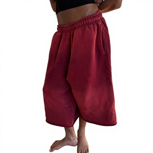 Pantalones Cortos Deportivos Largos 3/4 para Hombre, con Logotipo Personalizado, Lavado Ácido, 100% Algodón, Estampado Vintage Desgastado, Talla Grande, Estilo Holgado - Product Image 6