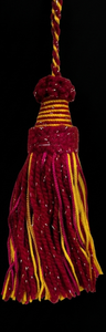 Red and Gold <b>Tassel</b> Decorative Fringe <b>for</b> Green Velvet Furniture - Product Image 3