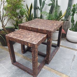 Mesa Auxiliar Cuadrada Rústica Hecha a Mano con Cáscara de Coco para Decoración de Sala de Estar, Balcón, MOQ Bajo, de Vietnam, Mesitas de Noche para Balcón - Product Image 4