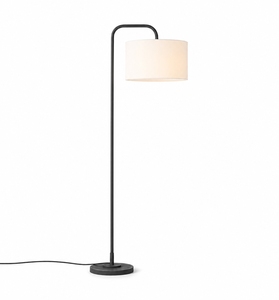 Minimalist Black Metal Handcrafted <b>Floor</b> Lamp White Shade Modern Industrial Design for Living Room Bedroom Office Diwali Wedding - Product Image 1