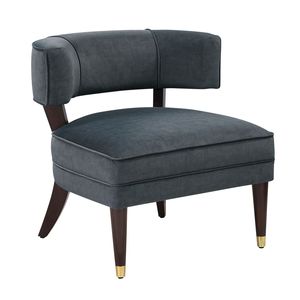 Poltrona in Legno Massello con Stile Elegante, Rivestimento in Velluto Grigio Scuro e Schienale a Botte, Arredamento di Lusso per Soggiorno - 1 Pezzo - Product Image 1