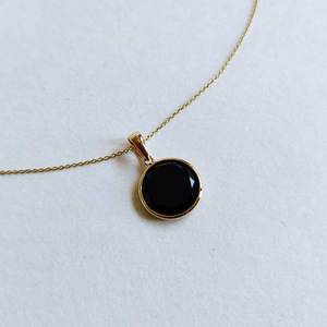 Natural Black Onyx 13MM Round Cut Gold Pendant Elegant Fine Jewelry Pendant For Women Black Onyx Fashion Necklace Pendant Bulk - Product Image 2